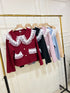 Ladies Aesthetic Frill Lace Border Winter Cardigan